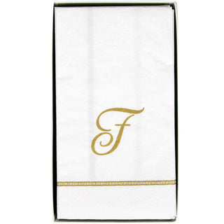 Caspari Hemstitch Script Single Initial F Guest Towel W/Initial 14600G.F