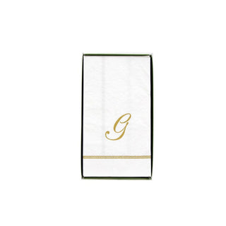 Caspari Hemstitch Script Single Initial G Guest Towel W/Initial 14600G.G