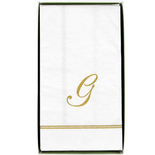 Caspari Hemstitch Script Single Initial G Guest Towel W/Initial 14600G.G