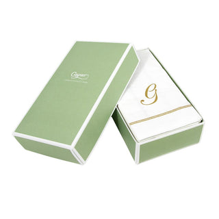 Caspari Hemstitch Script Single Initial G Guest Towel W/Initial 14600G.G