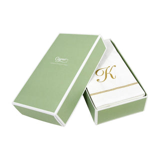 Caspari Hemstitch Script Single Initial K Guest Towel W/Initial 14600G.K