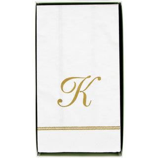 Caspari Hemstitch Script Single Initial K Guest Towel W/Initial 14600G.K
