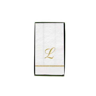 Caspari Hemstitch Script Single Initial L Guest Towel W/Initial 14600G.L