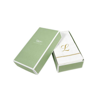 Caspari Hemstitch Script Single Initial L Guest Towel W/Initial 14600G.L