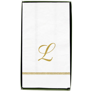 Caspari Hemstitch Script Single Initial L Guest Towel W/Initial 14600G.L