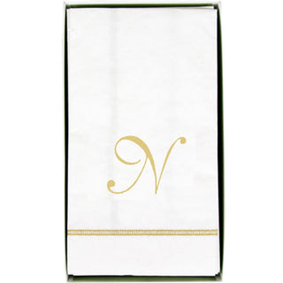 Caspari Hemstitch Script Single Initial N Guest Towel W/Initial 14600G.N