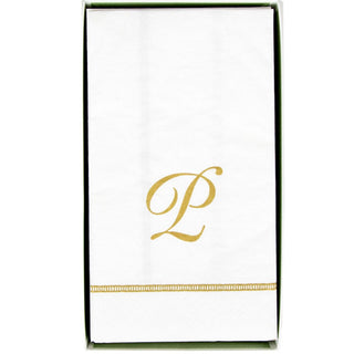 Caspari Hemstitch Script Single Initial P Guest Towel W/Initial 14600G.P