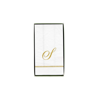 Caspari Hemstitch Script Single Initial S Guest Towel W/Initial 14600G.S