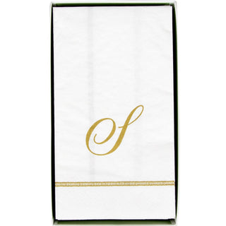 Caspari Hemstitch Script Single Initial S Guest Towel W/Initial 14600G.S