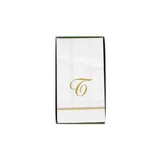 Caspari Hemstitch Script Single Initial T Guest Towel W/Initial 14600G.T
