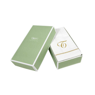 Caspari Hemstitch Script Single Initial T Guest Towel W/Initial 14600G.T