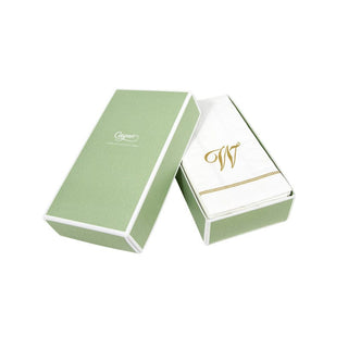 Caspari Hemstitch Script Single Initial W Guest Towel W/Initial 14600G.W