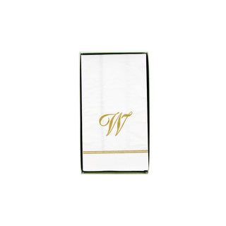Caspari Hemstitch Script Single Initial W Guest Towel W/Initial 14600G.W