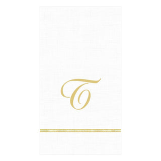 Caspari Hemstitch Script Single Initial W Guest Towel W/Initial 14600G.W