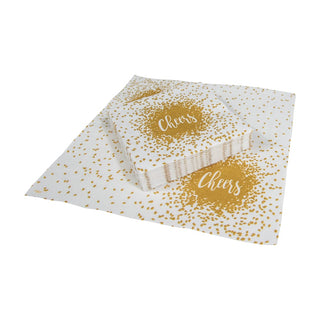 Caspari Cheers Gold Napkin Cocktail 14880C