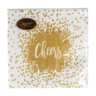 Caspari Cheers Gold Napkin Cocktail 14880C