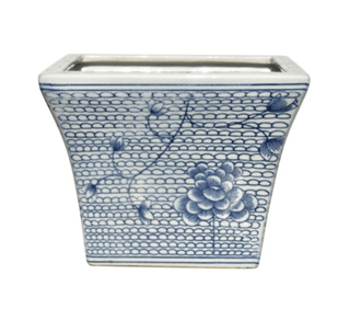 East Enterprises Blue & White Water Flower Cachepot - 8" 14936