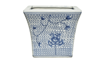 East Enterprises Blue & White Water Flower Cachepot - 6" 14937
