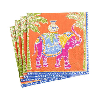 Caspari Royal Elephant Orange Napkin Cocktail 15210C
