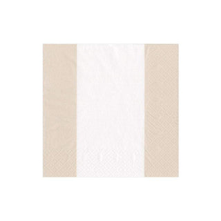 Caspari Bandol Stripe Natural Napkin Cocktail 15350C