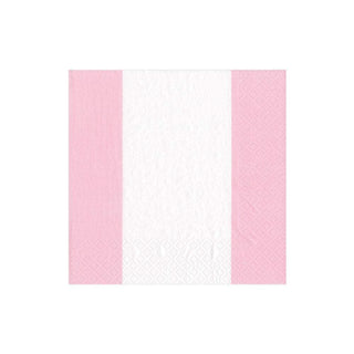 Caspari Bandol Stripe Petal Pink Napkin Cocktail 15351C