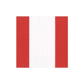 Caspari Bandol Stripe Red Napkin Cocktail 15354C