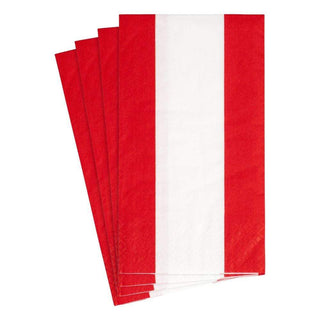 Caspari Bandol Stripe Red Guest Towel 15354G