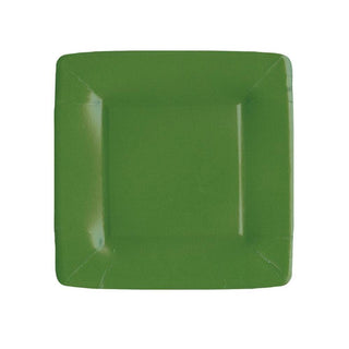 Caspari Grosgrain Border-Hunter Green  Sq Salad/Dessert Plates Square 15371SP