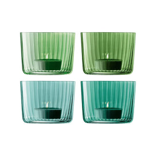 LSA Glassware Gems Assorted Tealight Holders in Jade 15405