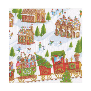 Caspari Gingerbread Village Recycled Luncheon Napkins - 20 napkins per package 15471EL