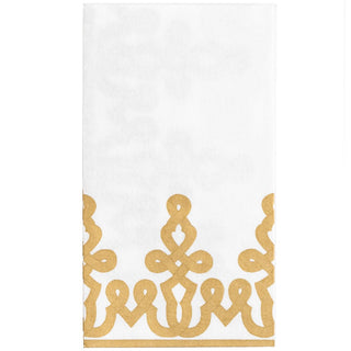 Caspari Dessin Passementerie Gold-Ppr Linen Guest Towels Airlaid - 12 In 15640GG