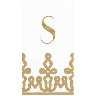 Personalization by Caspari Dessin Passementerie Gold Paper Linen Personalized Guest Towel Napkins 15640GGPG