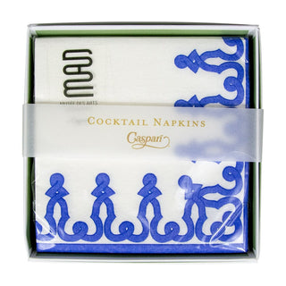 Caspari Dessin Passementerie Riviera Blue-P Napkin Box Cocktail-Airlaid 15644B