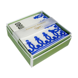 Caspari Dessin Passementerie Riviera Blue-P Napkin Box Cocktail-Airlaid 15644B