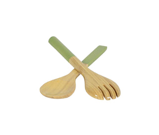 Albert L Punkt Lacquered Bamboo Salad Servers in Pastel Green - 1 Pair 15668