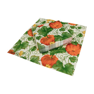 Caspari Heirloom Pumpkins Ivory/Orange Napkin Cocktail 15670C