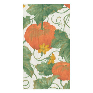 Caspari Heirloom Pumpkins Ivory/Orange Guest Towel 15670G