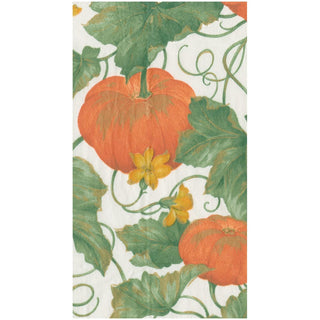 Caspari Heirloom Pumpkins Ivory/Orange Guest Towel 15670G