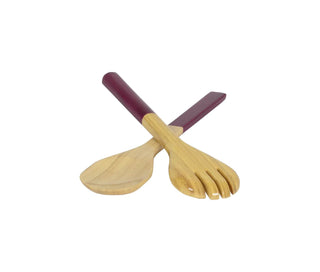 Albert L Punkt Lacquered Bamboo Salad Servers in Blackberry - 1 Pair 15671