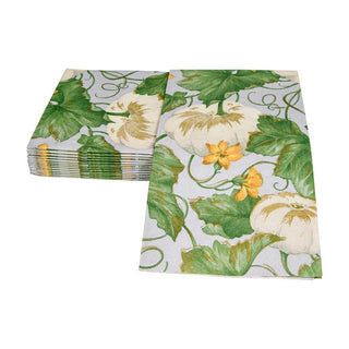 Caspari Heirloom Pumpkins Grey/White Guest Towel 15671G
