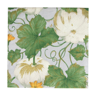 Caspari Heirloom Pumpkins Grey/White Napkin Luncheon 15671L