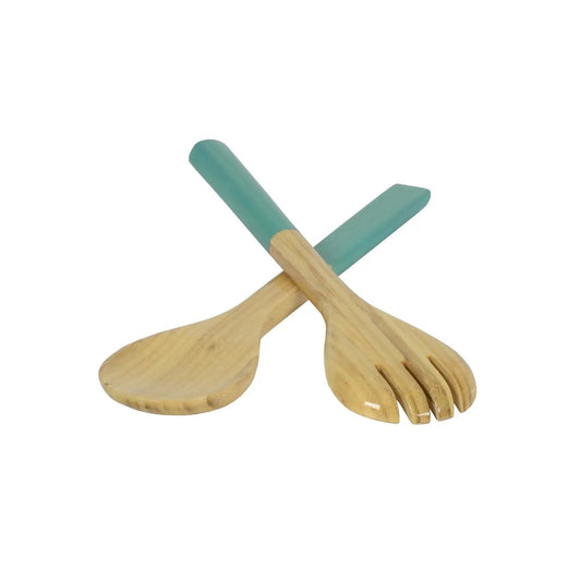 Albert L Punkt Lacquered Bamboo Salad Servers in Light Blue - 1 Pair 15672