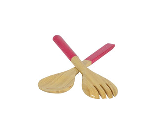 Albert L Punkt Lacquered Bamboo Salad Servers in Fuchsia - 1 Pair 15673