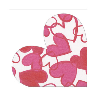 Caspari Painted Hearts Paper Linen Die Cut Napkin - 15 per package 15680LGDC