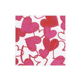 Caspari Painted Hearts Recycled Cocktail Napkin - 20 napkins per package 15681EC