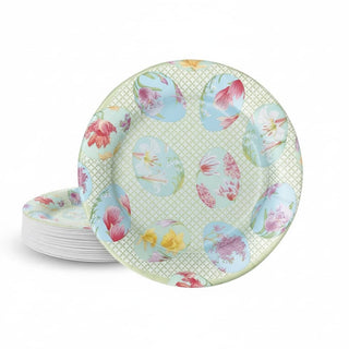 Caspari Floral Decorated Eggs Paper Salad & Dessert Plates - 8 Per Package 15690SP