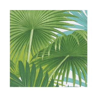Caspari Palm Fronds White Napkin Luncheon 15860L