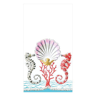 Caspari Seahorses And Shell Guest Towel 15870G