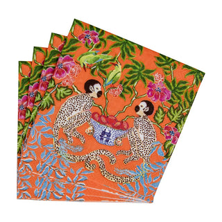 Caspari Monkeys Orange Napkin Cocktail 15921C