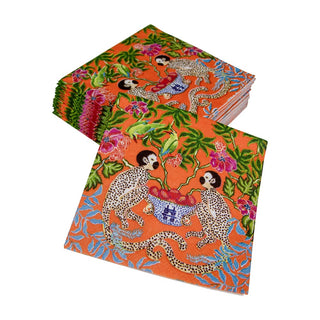 Caspari Monkeys Orange Napkin Cocktail 15921C